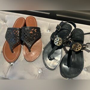 Two pair of leather Tory Burch Sandals Size 8